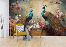 3D Peacock Peony K17388 Wallpaper Mural Self-...