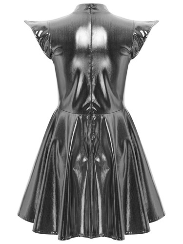 Women Dress Bodycon Costume Holographic Skirts Theme Party Metallic Club Wear - Picture 35 of 116