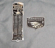 Vintage American Slicing Machine Co Appliance Metak Emblem Badge Plate Tag