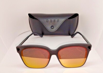 New DIFF Eyewear Bella IV Matte Black Pumpkin Mirror Sunglasses