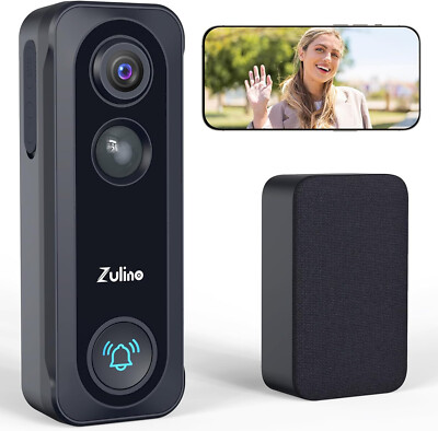 ZULINO Video Doorbell Camera Wireless with Chime Model P7 NEW