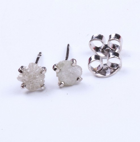 Pendientes de diamantes sin cortar de oro de 14 quilates con tachuelas de dia... - Imagen 4 de 9