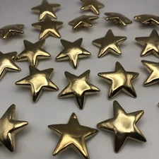 Vtg Shiny Gold Tone Star Shank Button 35mm Lot of 2 LB236 B153