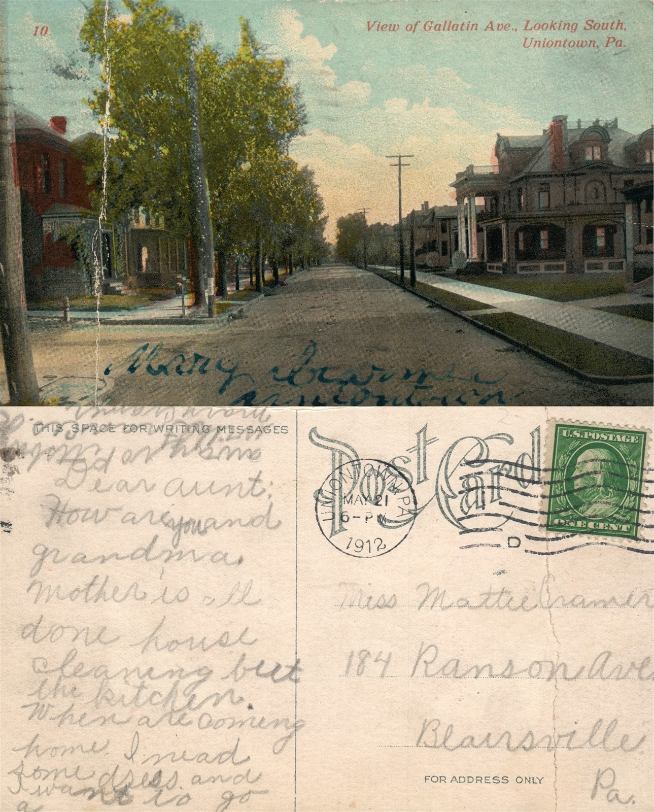 UNIONTOWN PA GALLATIN AVENUE 1912 ANTIQUE POSTCARD eBay