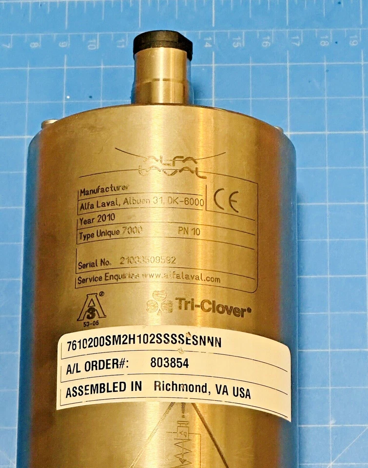 "Válvula de desvío sanitaria Tri Clover Alfa Laval 7000 1 1/2"" SS 7610200SM2H102SSSESN" Foto 2 de 4