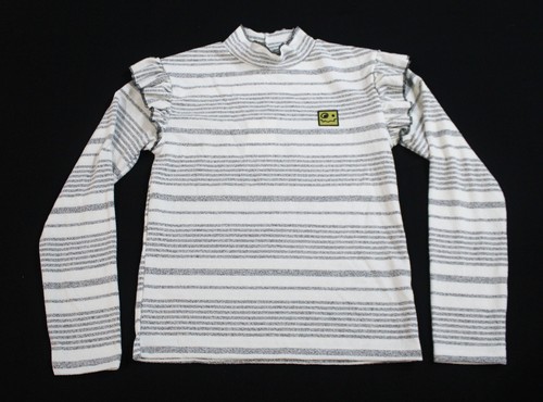 Loud Apparel Girl's Fresh Slim Mock Neck T-Shirt CD4 Ecru/Grey Size 14Y NWT