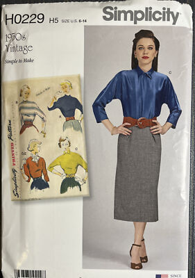 SIMPLICITY PATTERN 8692 MISSES 50'S VTG STYLE BLOUSE DICKEY Sz 6