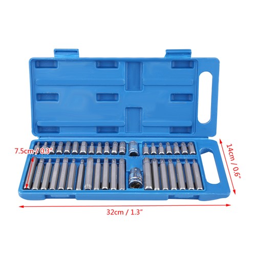 40*Torx Star Spline Hex Socket Bit Set~ 3/8 & 1/2 Drive Long & Short Reach Bits - Picture 2 of 12