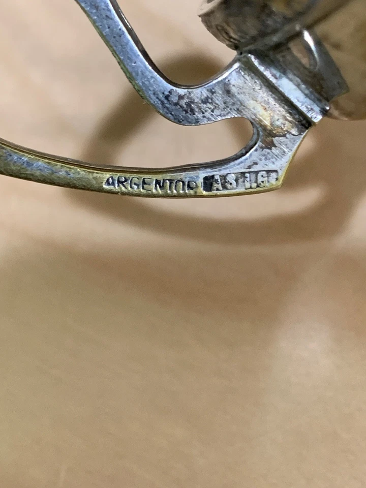 Старинный Argento серебро на латуни чайная чашка блюдца A.S.I.G набор из 6  - Изображение 3 из 4