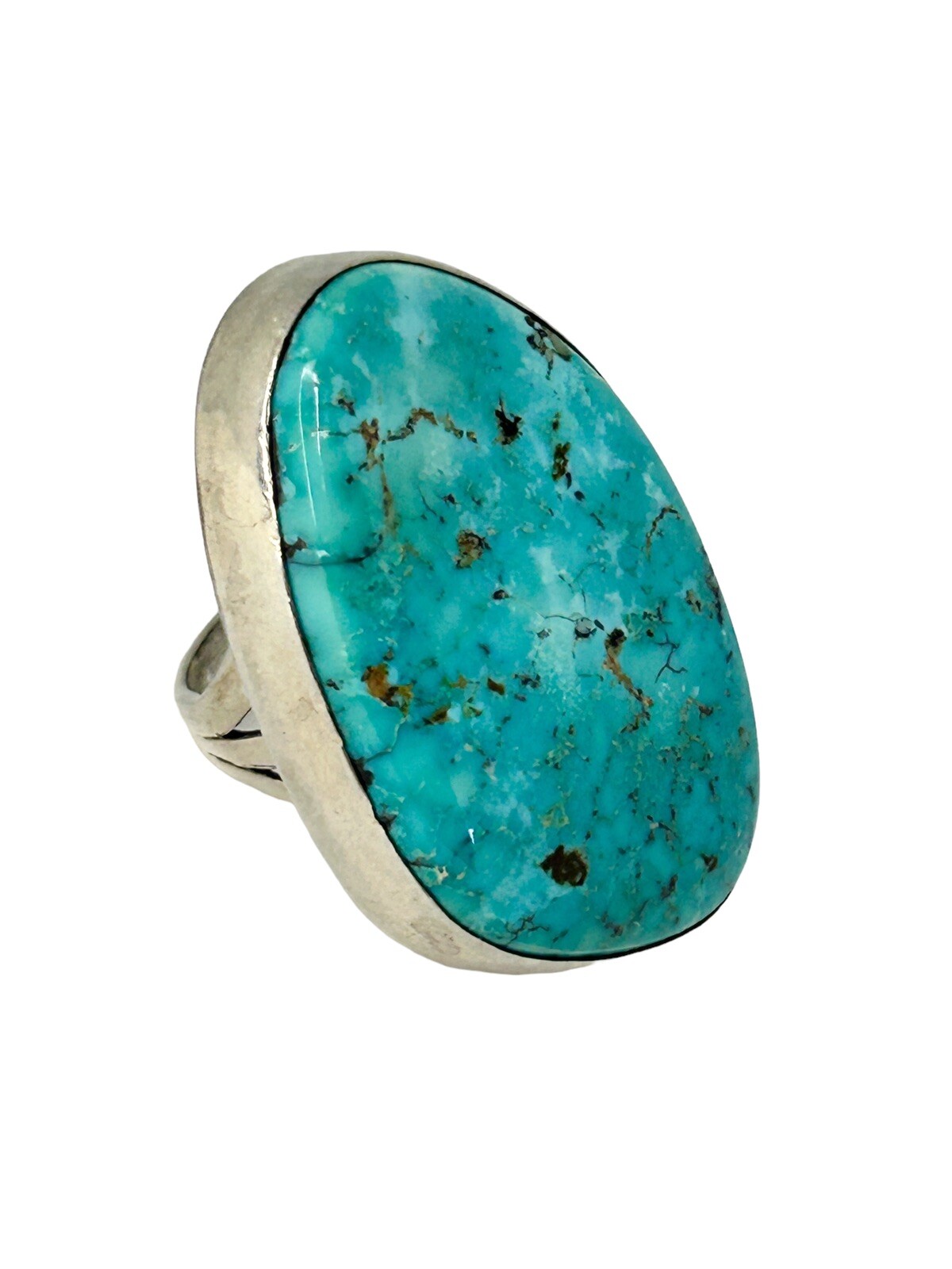 Large Turquoise Ring Sterling Silver Delbert Seca… - image 2