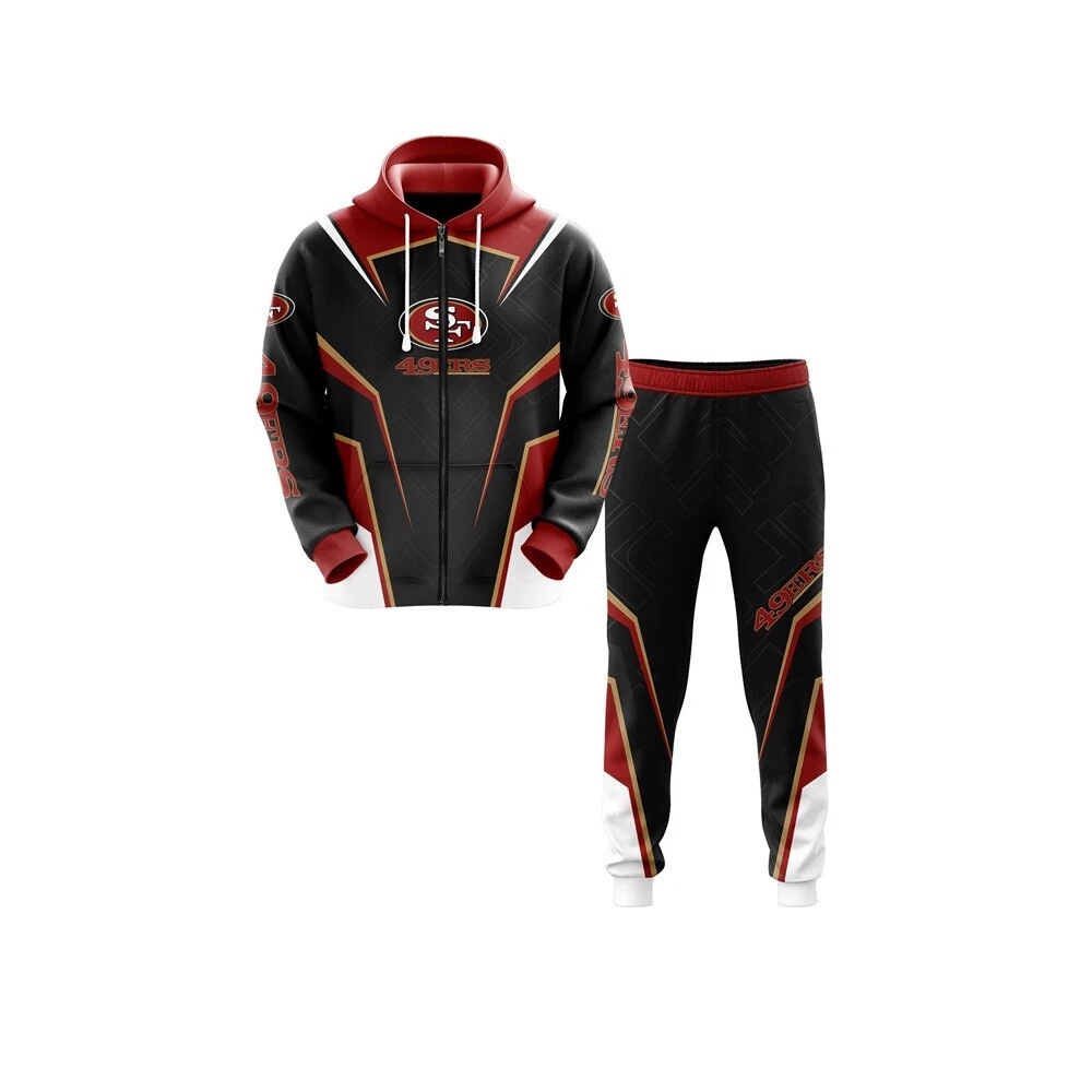 San Francisco 49ers Football Tracksuit Casual Hoodie Pants Sweatsuit Sportswear