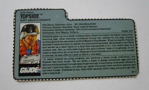 1990 Topside G.I. JOE COBRA File Card Vintage Original