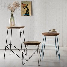Large Set of 3 Stools Retro Style Colarado Range Made From Metal and Wood