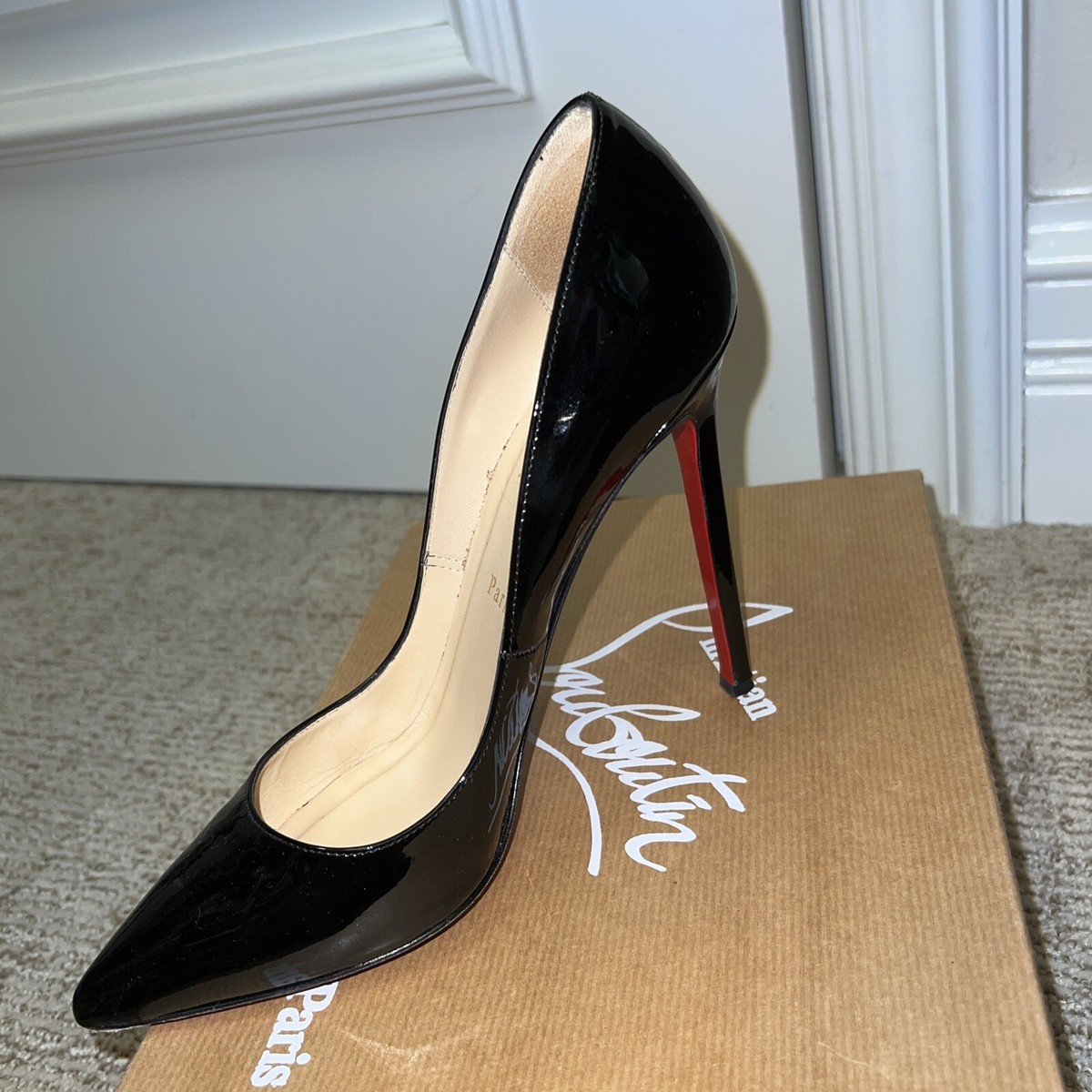 Christian Louboutin Pigalle 120 Black Patent Leather Pumps Shoes