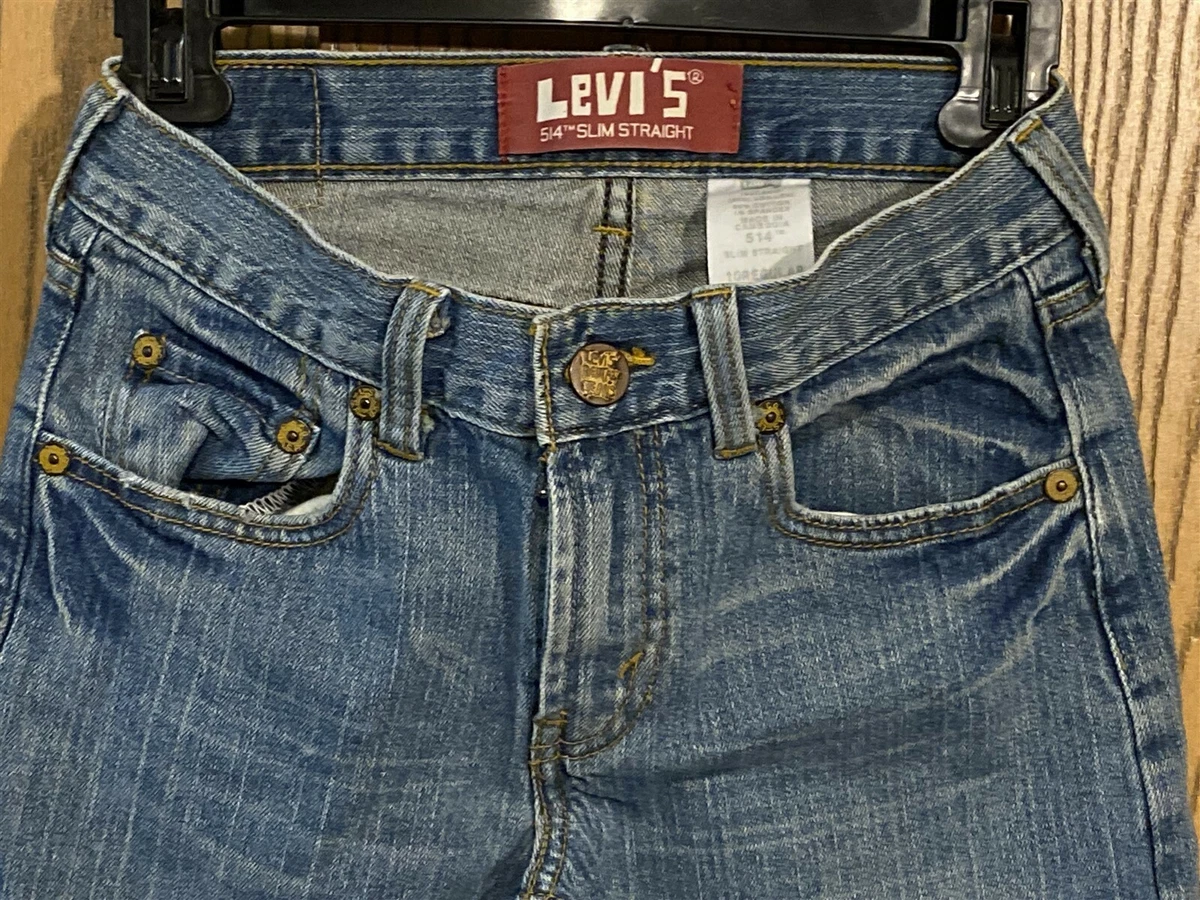 Vintage Womens Levis 514 Red Tab Slim Stretch Straight Blue Denim Jeans Size 10
