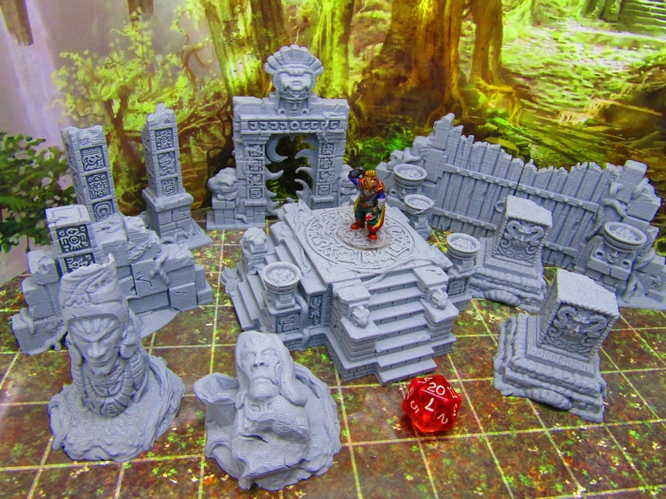 14pc Ancient Jungle Temple Ruins Scatter Terrain Scenery 3D Printed Model - Image 4 of 4