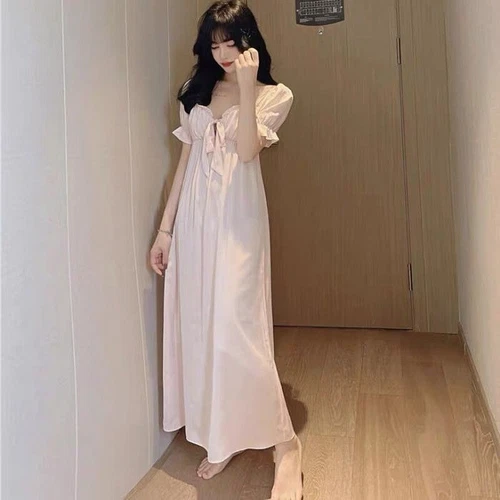 Damen Kunstseide Nachthemd Satin Nachthemd V-Ausschnitt Nachtwäsche Schleife Midikleid - Bild 4 von 23