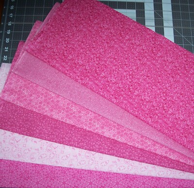 6 Pink Fat Quarters Bundle Tonal tone on tone Fabric Precut