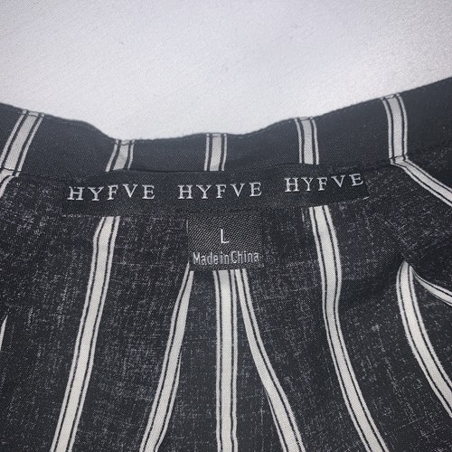 Hyfve Women Black/White Stripe Cold Shoulder Long Sleeve Size L #1137 - Picture 7 of 7