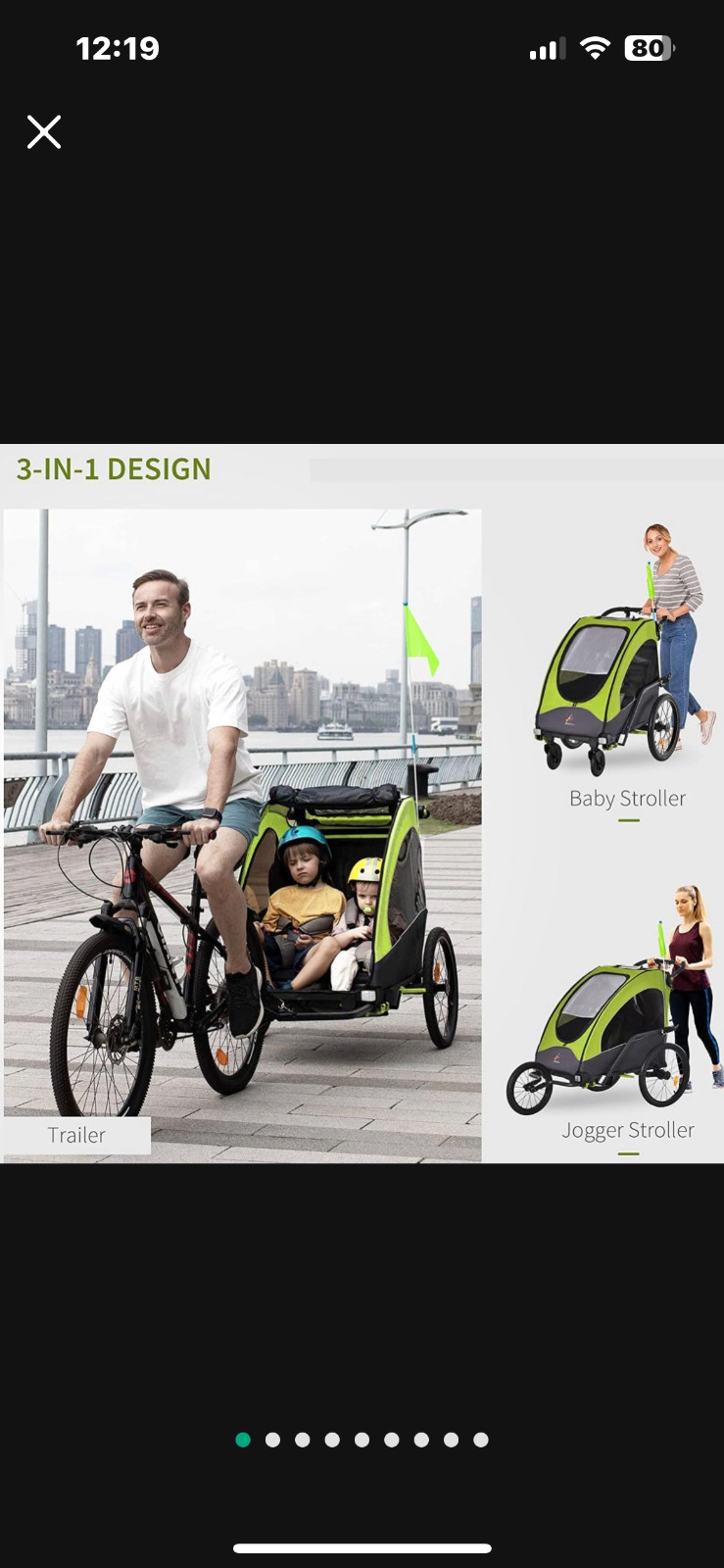 Bike Trailer for Kids 3 In1 Foldable Child Jogger Stroller Baby Stroller