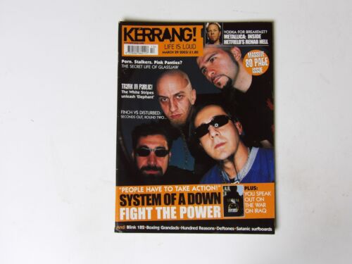 Kerrang : mars 2003 System of a Down / mâchoire de verre / rayures blanches / fiche / perturbé - Photo 1/3