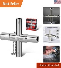 4 Way Sillcock Water Key 1/4", 9/32", 5/16", 11/32" Steel Multi-Function Util...