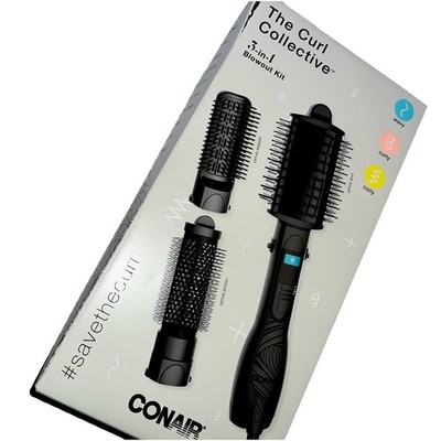 Conair Curl Collective 3-in-1 Blowout Kit 3 Interchangeable Brush Damaged Box