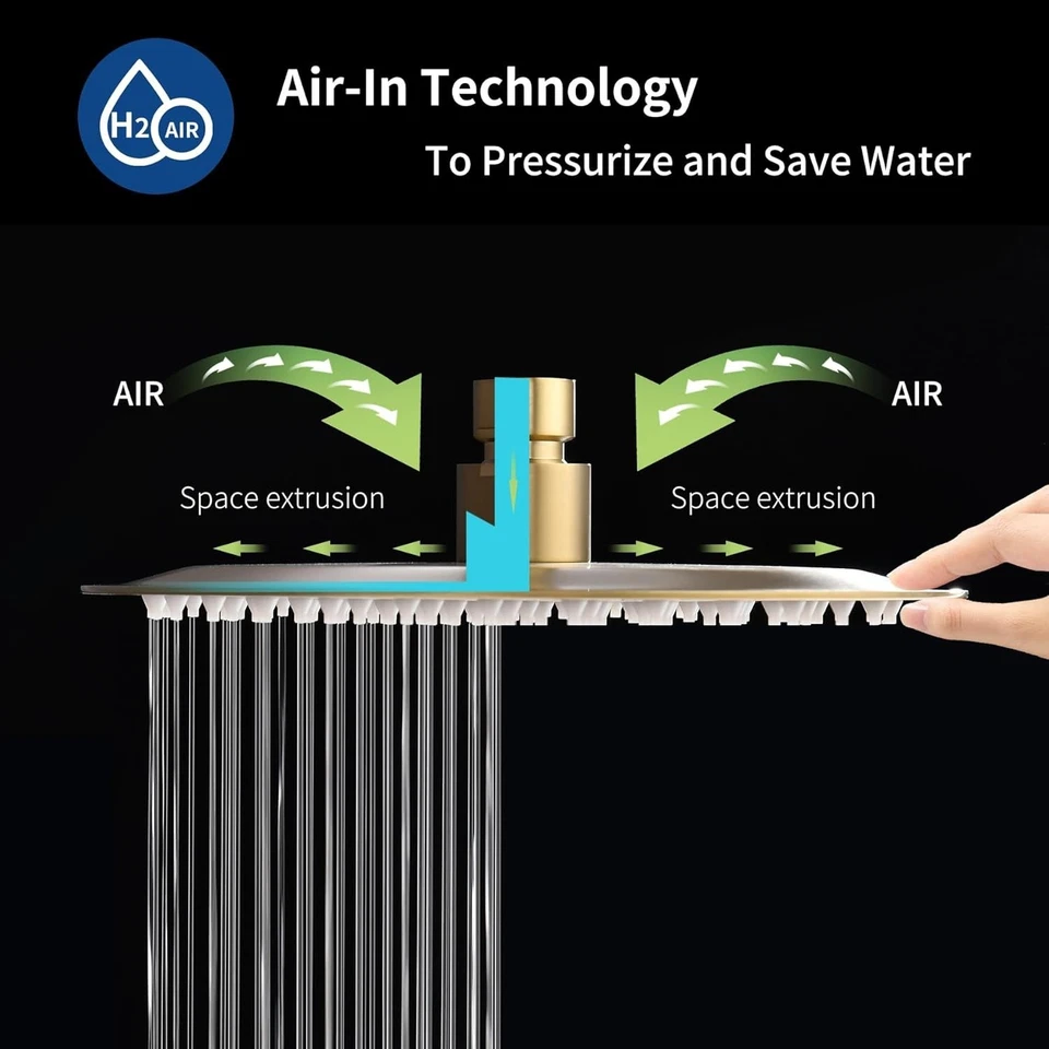 Juego de Grifo de Ducha Baño 8 Pulgadas Lluvia Ducha Cabezal y Manijas Juego Dorado Foto 2 de 4