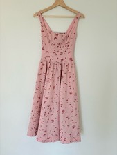 NEW Reformation Janu Midi Linen Dress Noelia Pink Floral | US 4 UK 8