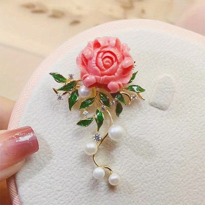 2PCS Vintage Style Rose Flower Brooch Pin - Fashion Accessory for Women