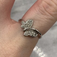 9 ct Gold Diamond Butterfly set in  375 White Gold - Size M