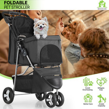 Black Foldable Dog Stroller Portable Jogging Pet Travel Carrier Cart w/Sunshade