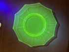 Vintage Uranium Depression Green Glass Decagon Shaped Dish 6"x6" GLOWS