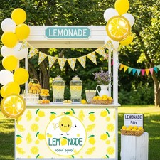 34pcs Lemonade Stand supplies for kids Include Bright Yellow White Balloon Le