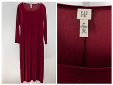Maxi Vestido Vintage Años 90 Gap Terciopelo Terciopelo Vino Tinto Borgoña M Bodycon Gótico