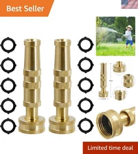 Brass Garden Hose Nozzles, Set of 2, with 10 Rubber Washers Included