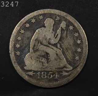 1854 Arrows Liberty Seated Quarter
