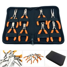 8PC MINI PRECISION CRV PLIERS SET WITH CASE JEWELLERY MAKING CRAFTS ELECTRONICS