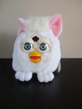 1999 Furby Buddies Beanie Plush White Fur Blue Eyes