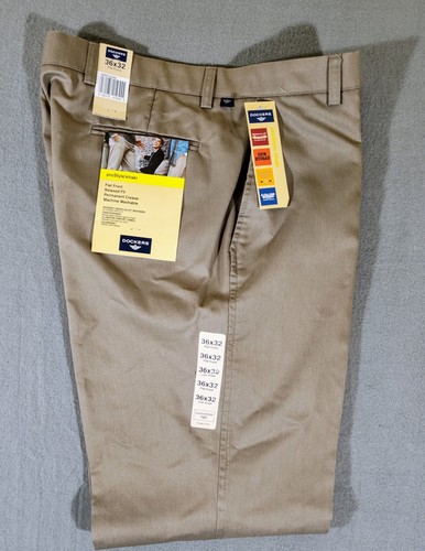 Dockers proStyle khaki - 36x32 - Men's Flat Front, Relaxed Fit, Stain Defender