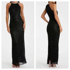 Mac Duggal 93742 Beaded High Neck Black Gown Size 10