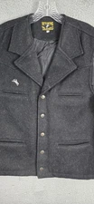 Wyoming Traders Wool Black Vest L Western Cattle Rancher Rodeo 5 Button Front