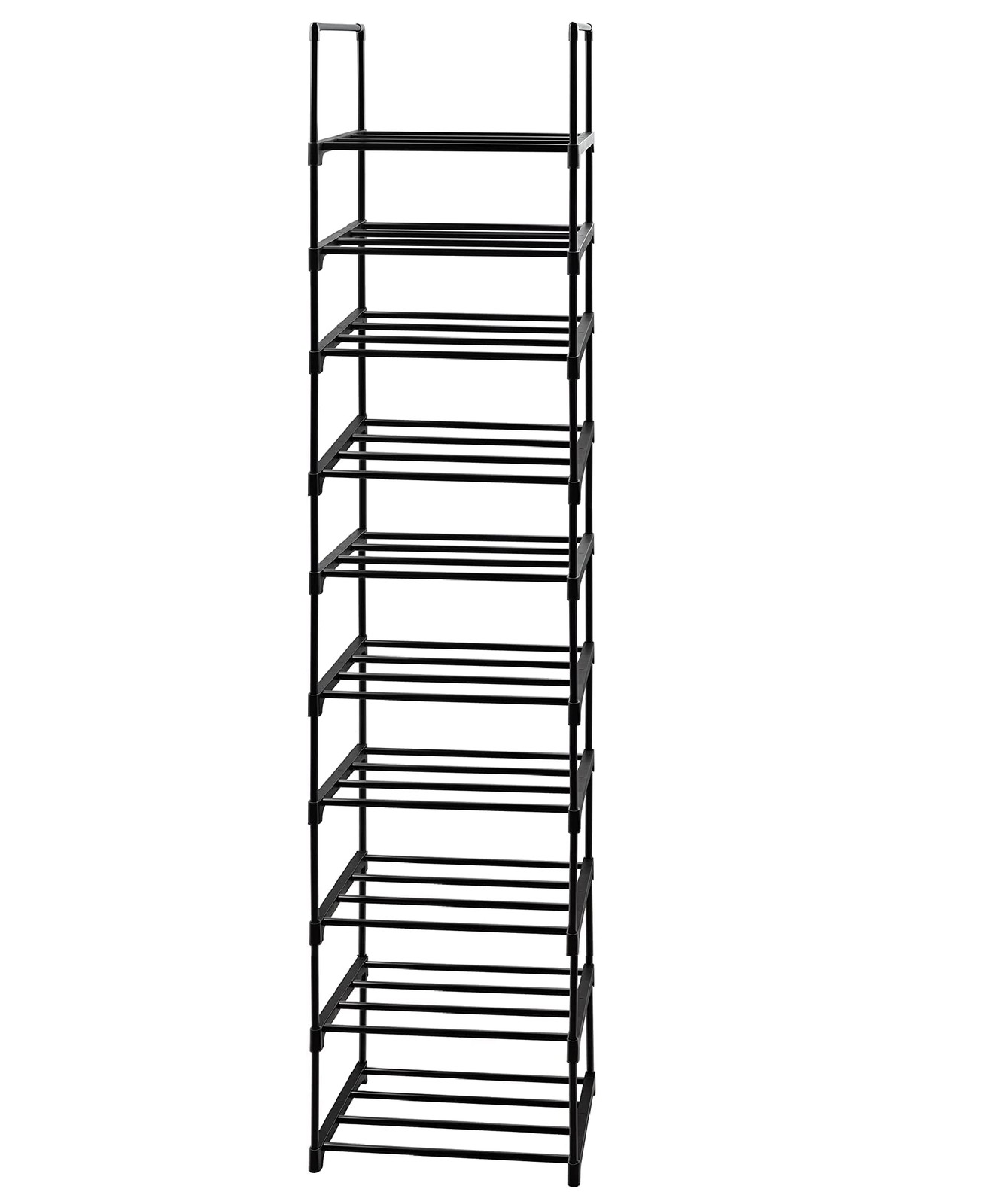 10 Tier Metal Sturdy Shoe Rack, 10 Tier Tall Shoe Storage Organizer, Narrow T...