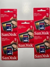 Lot of 5 x SanDisk 16GB SDHC Class 4 SD Flash Memory Card Camera SDSDB-016G-B35