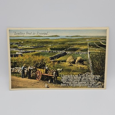 VTG Postcard ''Loading Peat in Donegal'' | Valentine's | Carbo Colour | UK Orig.