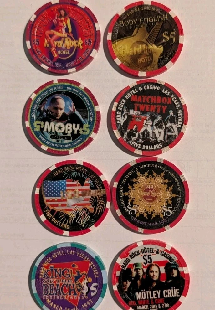 Hard Rock Chip In Collectible Individual $5 Casino Chips for sale