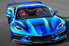 C8 Chevrolet Corvette in blue AI art  | POSTER 24 X 36 INCH | sports car