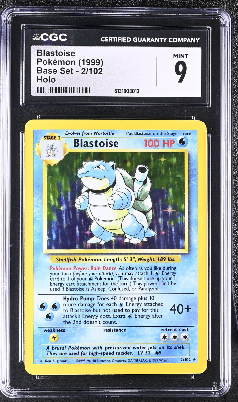 CGC 9 MINT Blastoise 2/102 Holo Base Set Pokemon Card