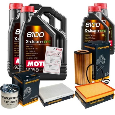 DENCKERMANN Inspektionspaket 12L MOTUL 8100 X-CLEAN 0W-30 für Mercedes-Benz