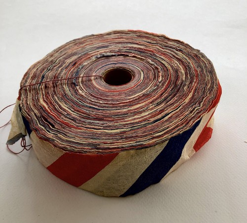 Vintage Red White Blue Streamers Large Roll Diagonal Stripes 7 “ In Diameter